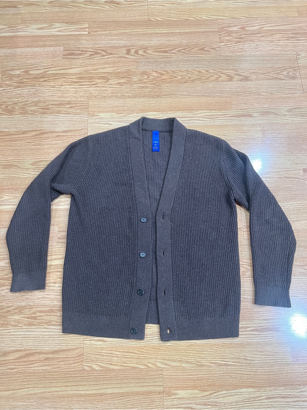 Kit and Ace Men's Brown Ribbed Button-Front Cardigan Men’s M